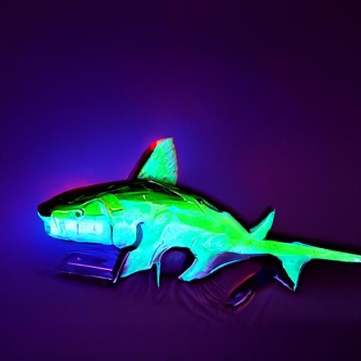 Steampunk Neon Shark in VRay Art Style