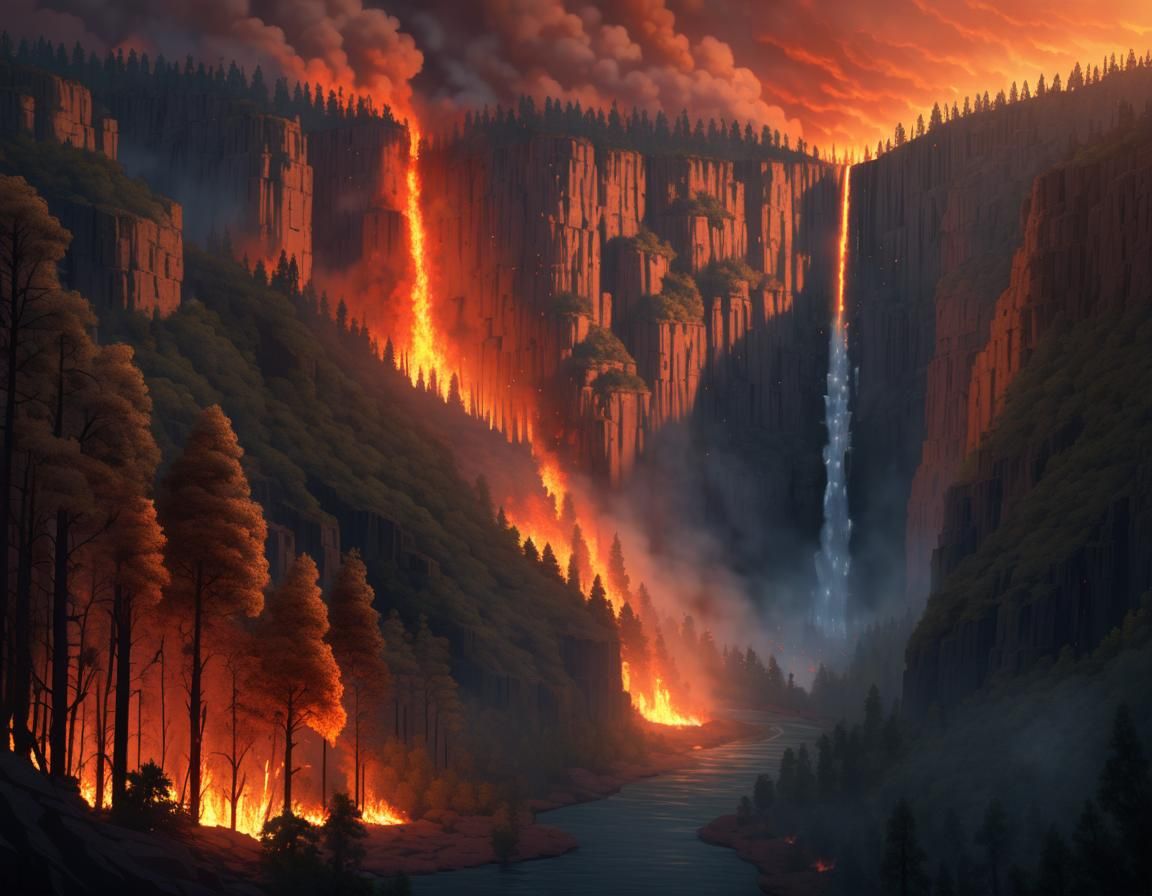 Inferno Forest Fire at Magic Hour
