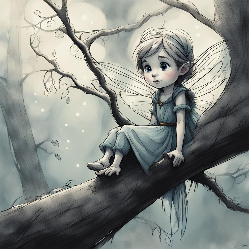 Adorable Fairy Toddler in Dreamy Forest Illustration