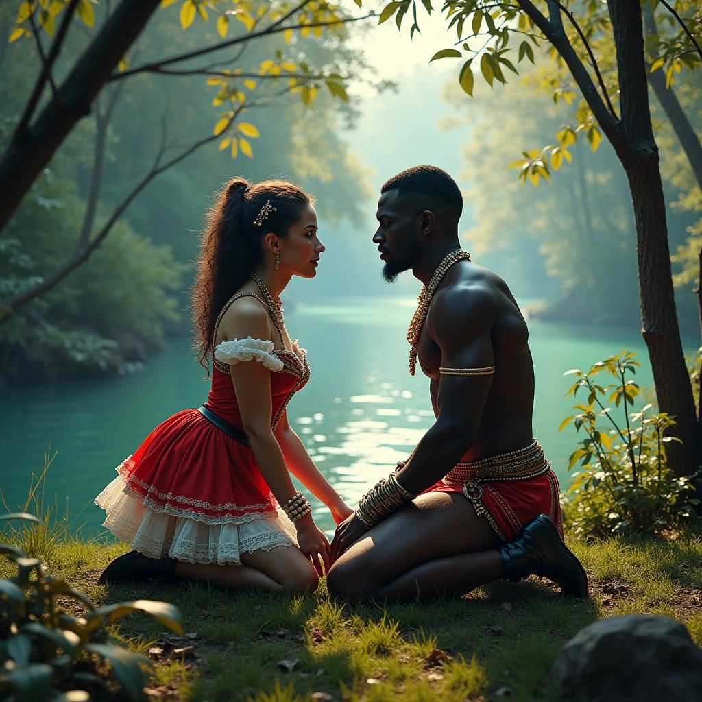 Victorian Sissy and Muscular Man: Fantasy Illustration