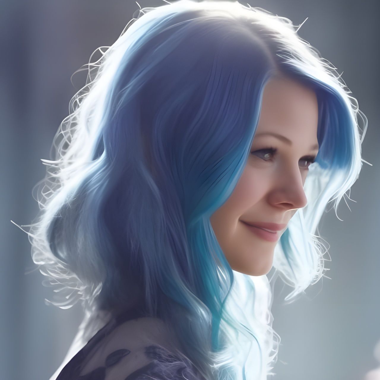 Melissa Benoist with Blue Hair Portrait