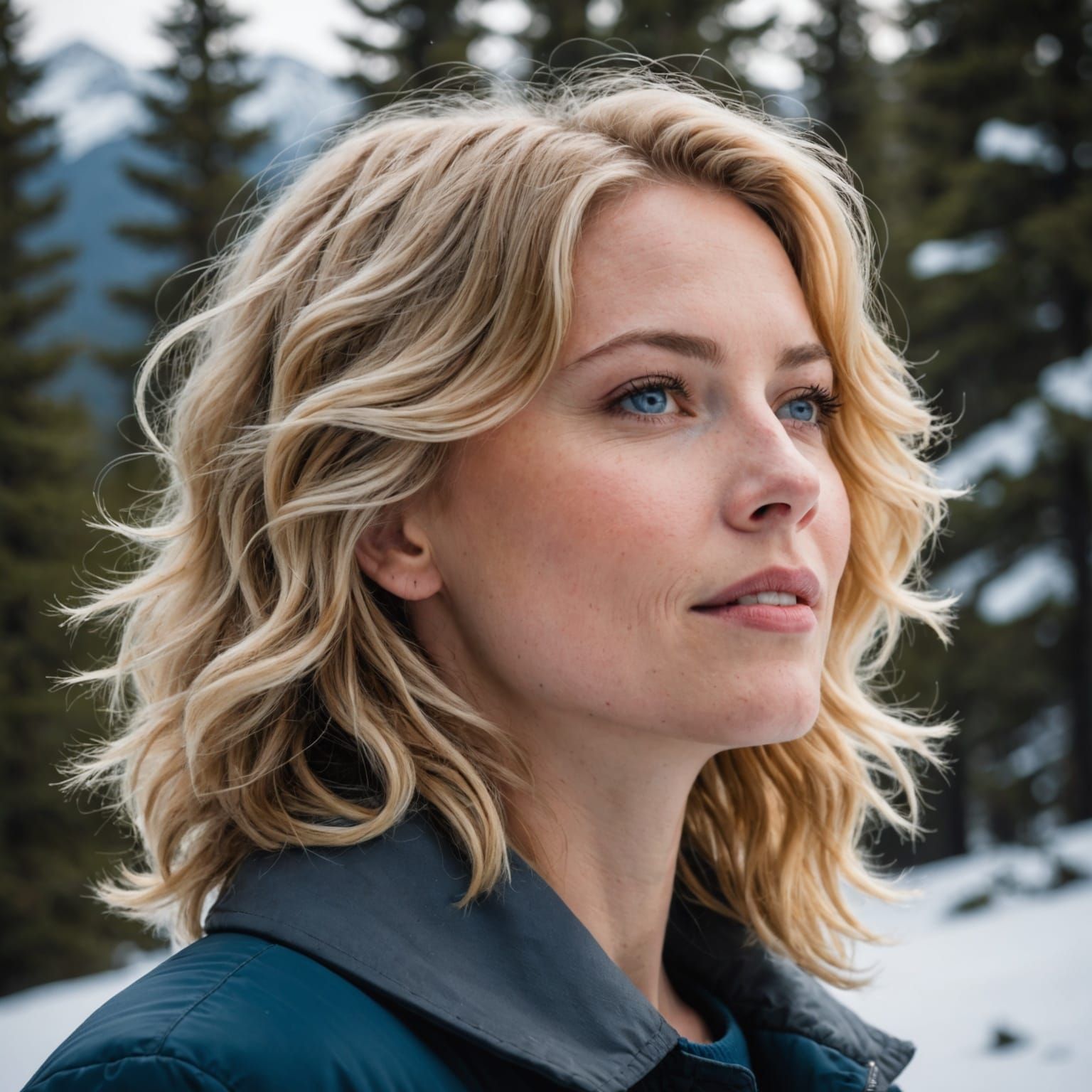 Windswept Beauty Amidst Snowy Peaks