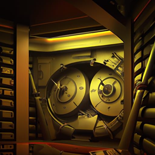 Modern Bank Vault Interior with Open Door
