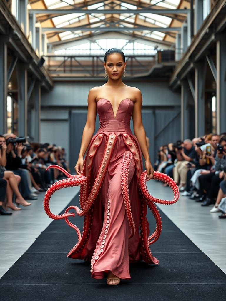 Rihanna Struts Down the Catwalk in an Octopus-Inspired Maste...