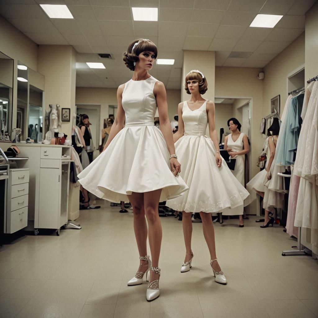 Cinematic Bodybuilder in Bridal Dress Film Still