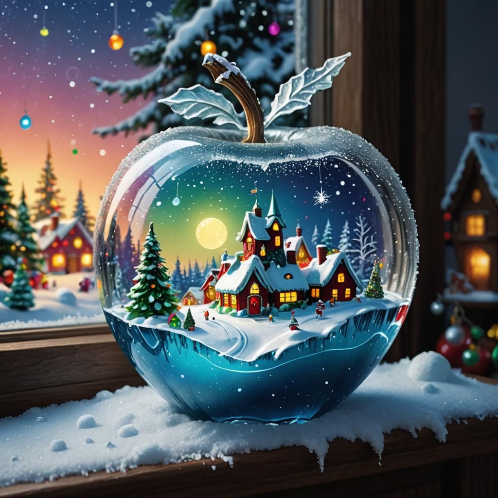 Whimsical Dr Seuss-Inspired Holiday Scene with Crystal Apple...
