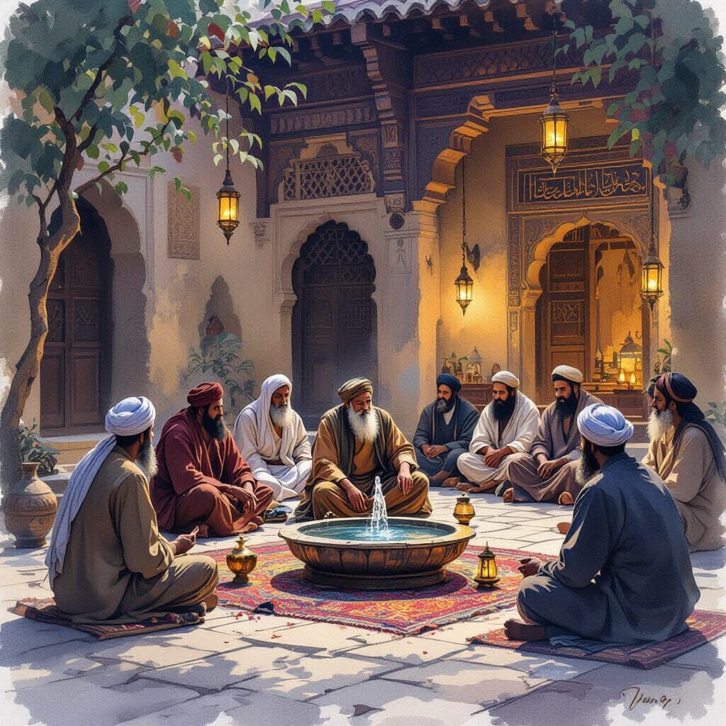 16th Century Sufi Gathering in Makkah Courtyard