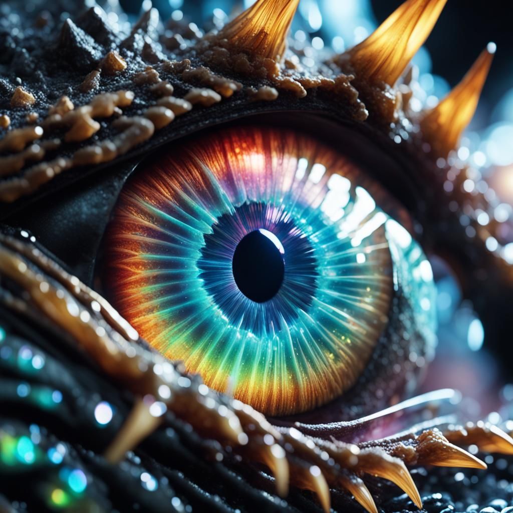 Crystal Dragon Eye with Iridescent Galaxies