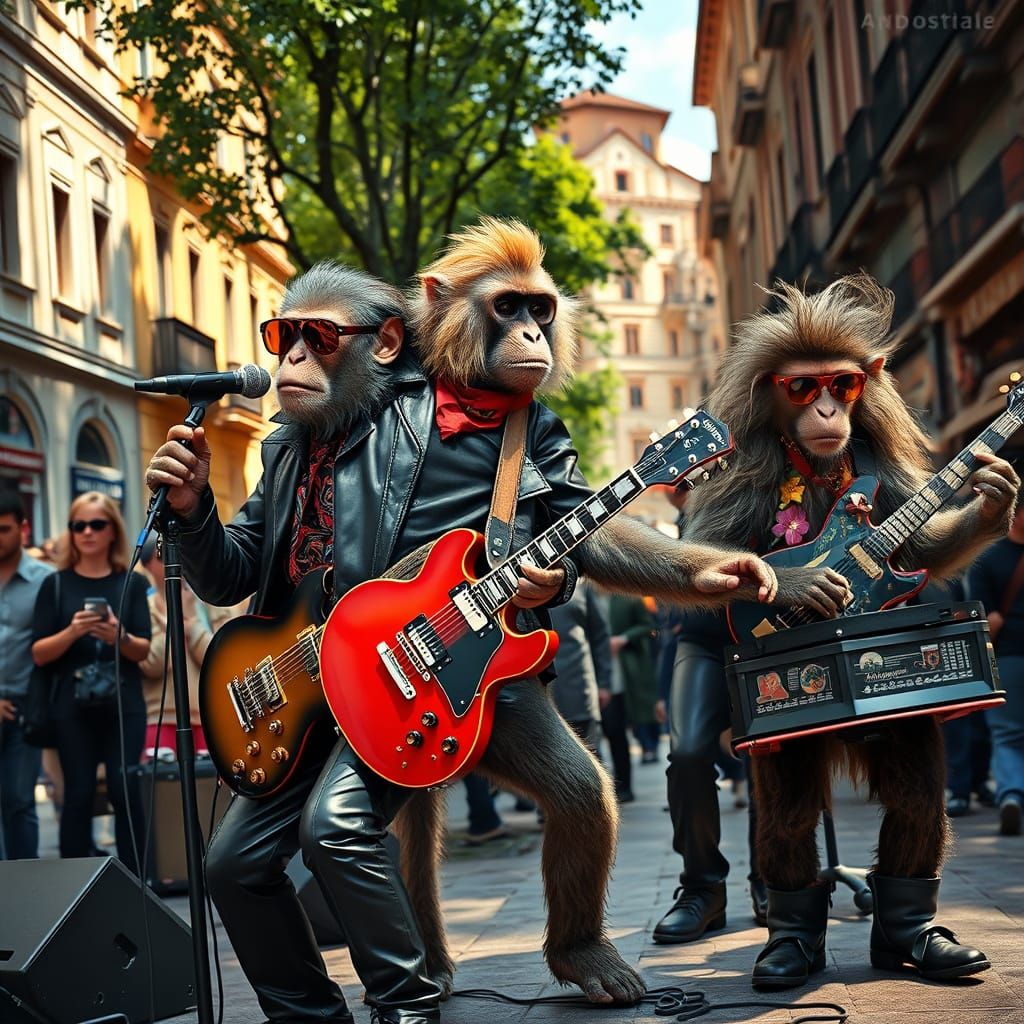 Rockstar Macaques Command the Stage in Vibrant European Stre...