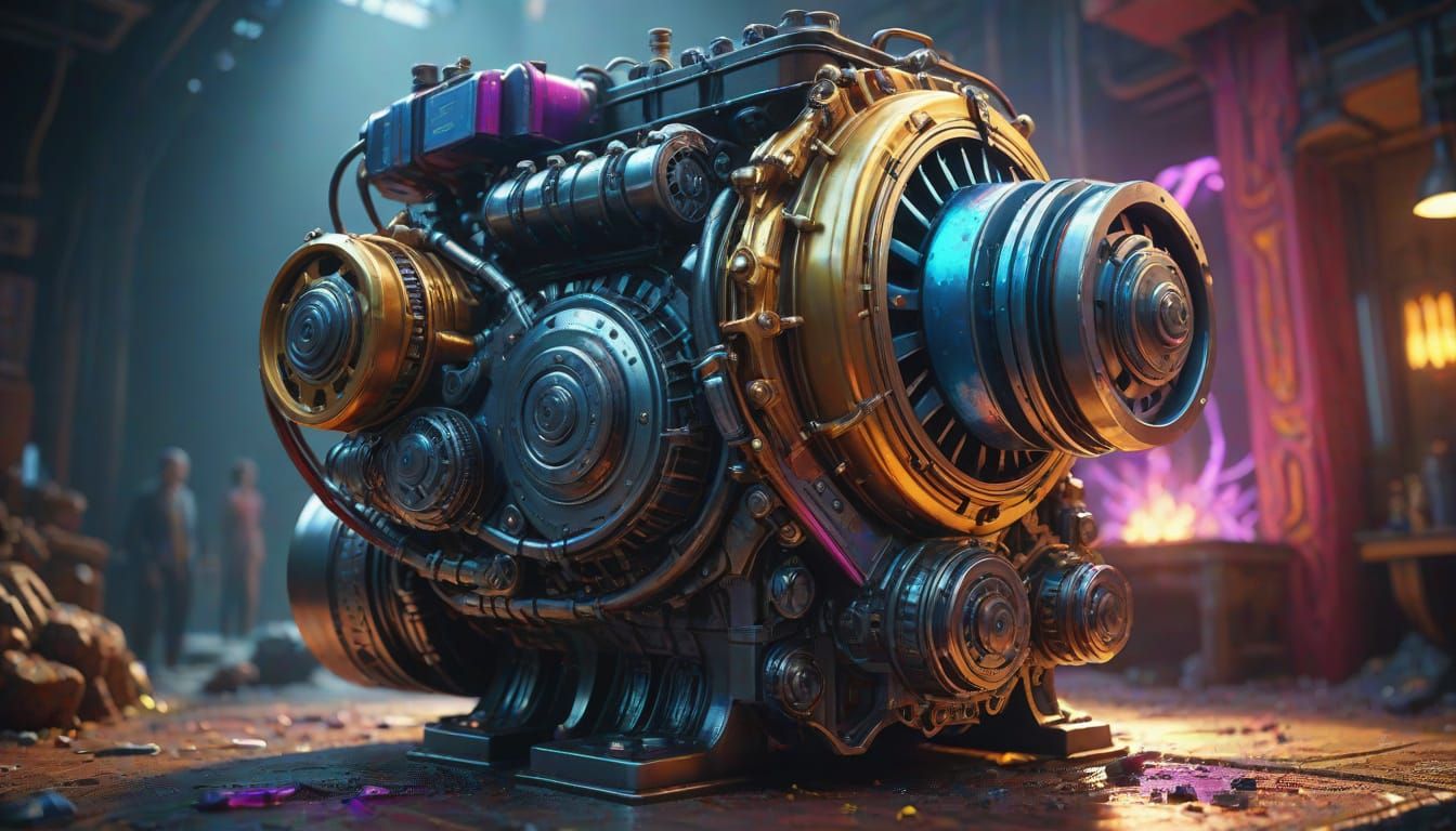 Hyperrealistic Dan in Iridescent Action Painting Style