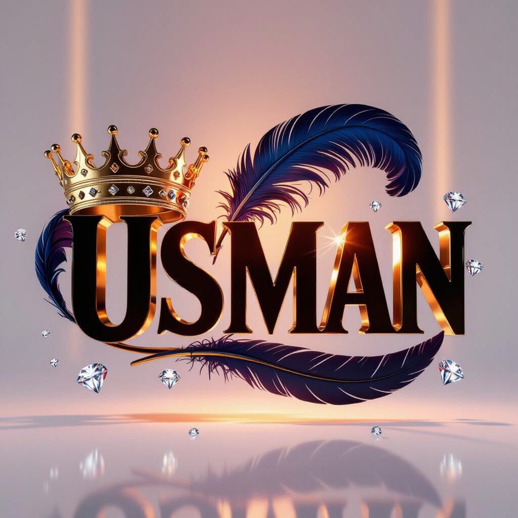 Golden Crowned Name in 3D Digital Art Style