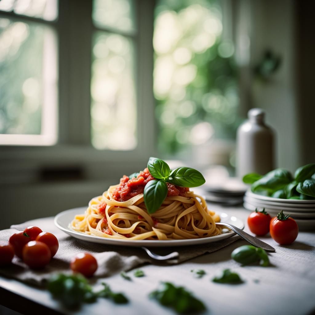 Tagliatelle with Basil: Perfect Food Photography