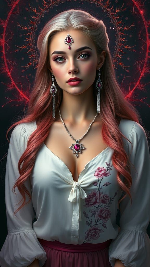 Ethereal Goddess in Abstract Dark Art Style