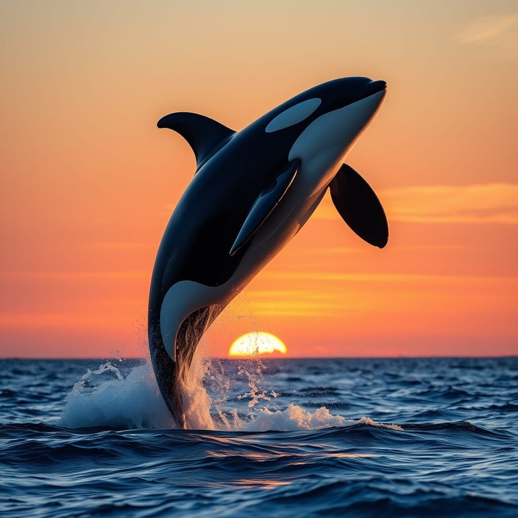 Majestic Orca in Sunset Splendor