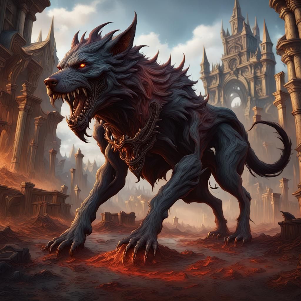 Cane Corso Hellhound in Detailed Matte Painting Style