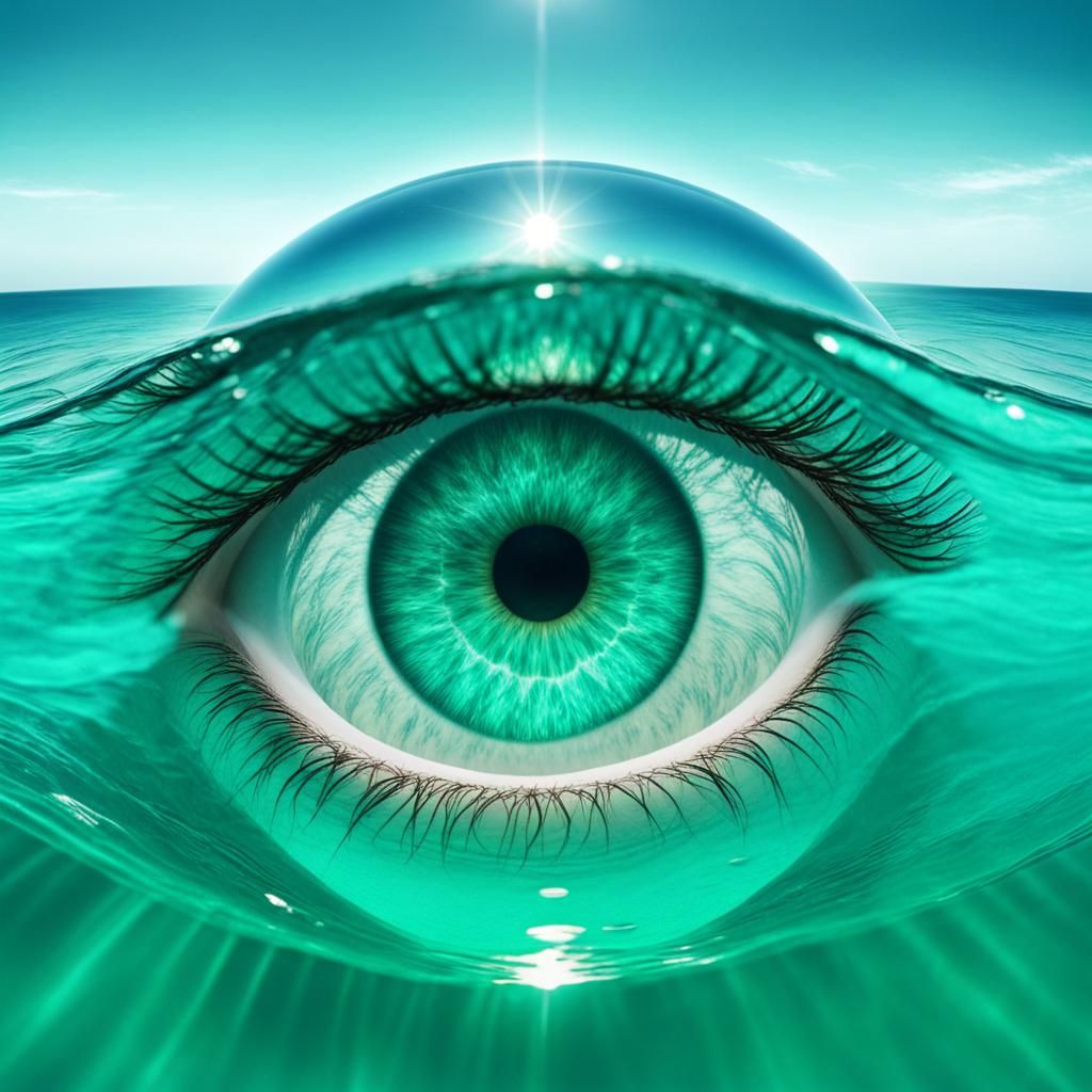 Mythic Siren Girl in Emerald Ocean: Sharp Focus