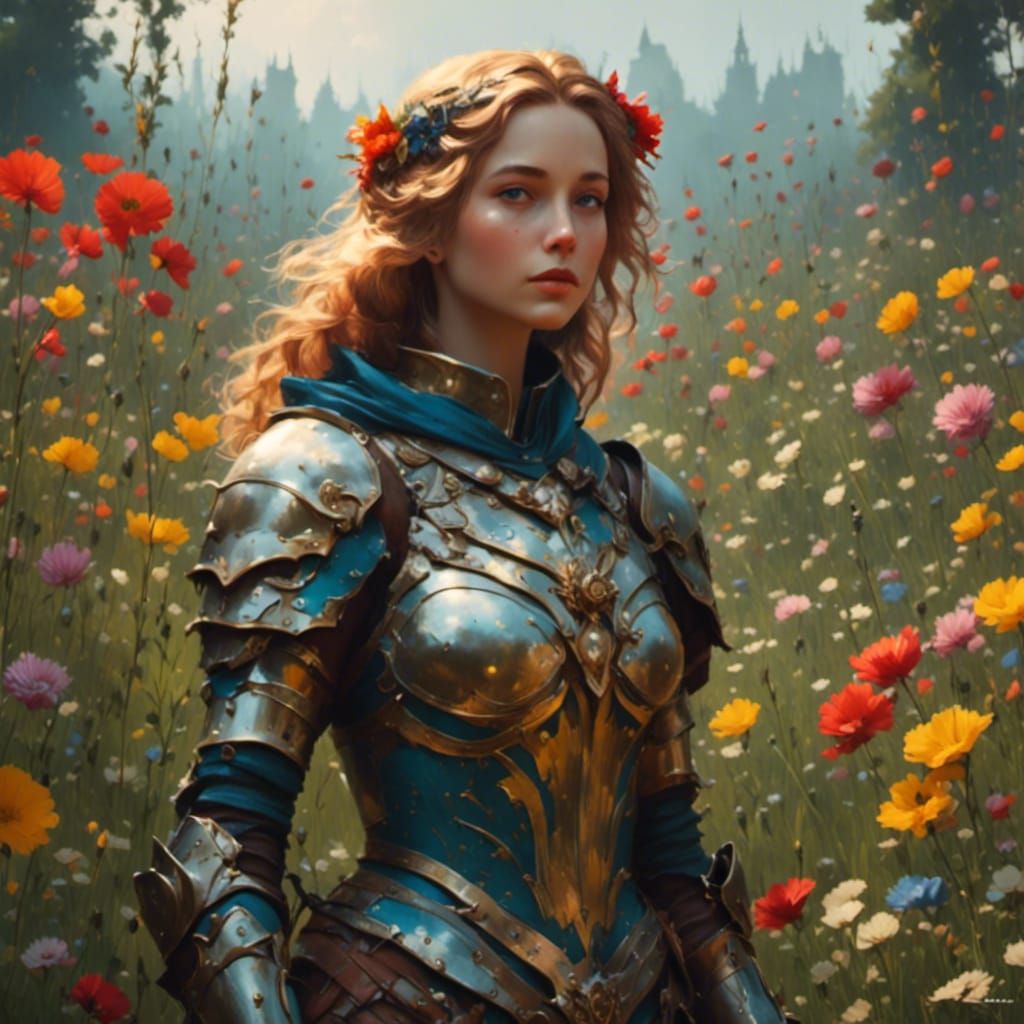 Beautiful Chivalric Flower with Stem and Leaves