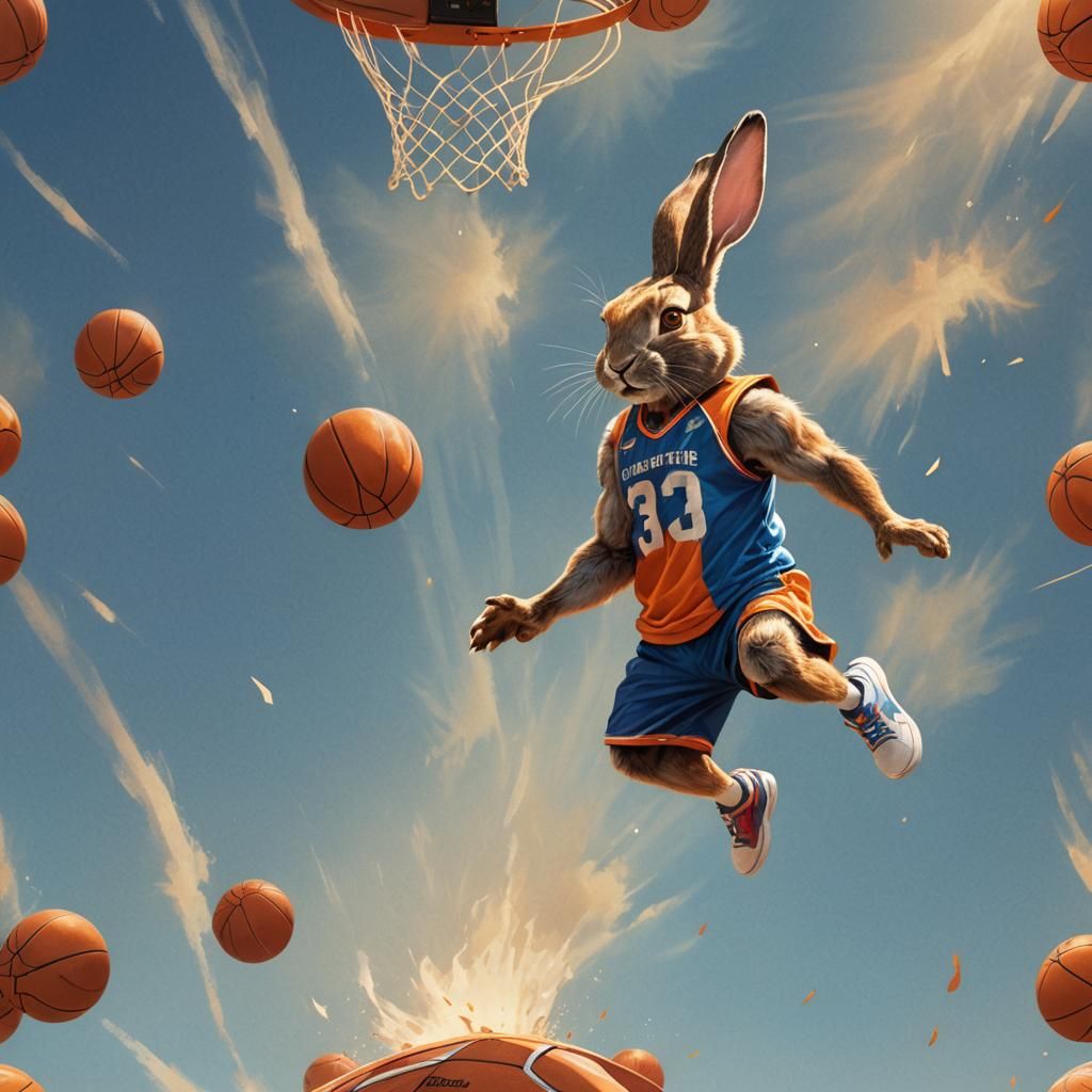Rabbit Basketball Player About to Dunk: Concept Art