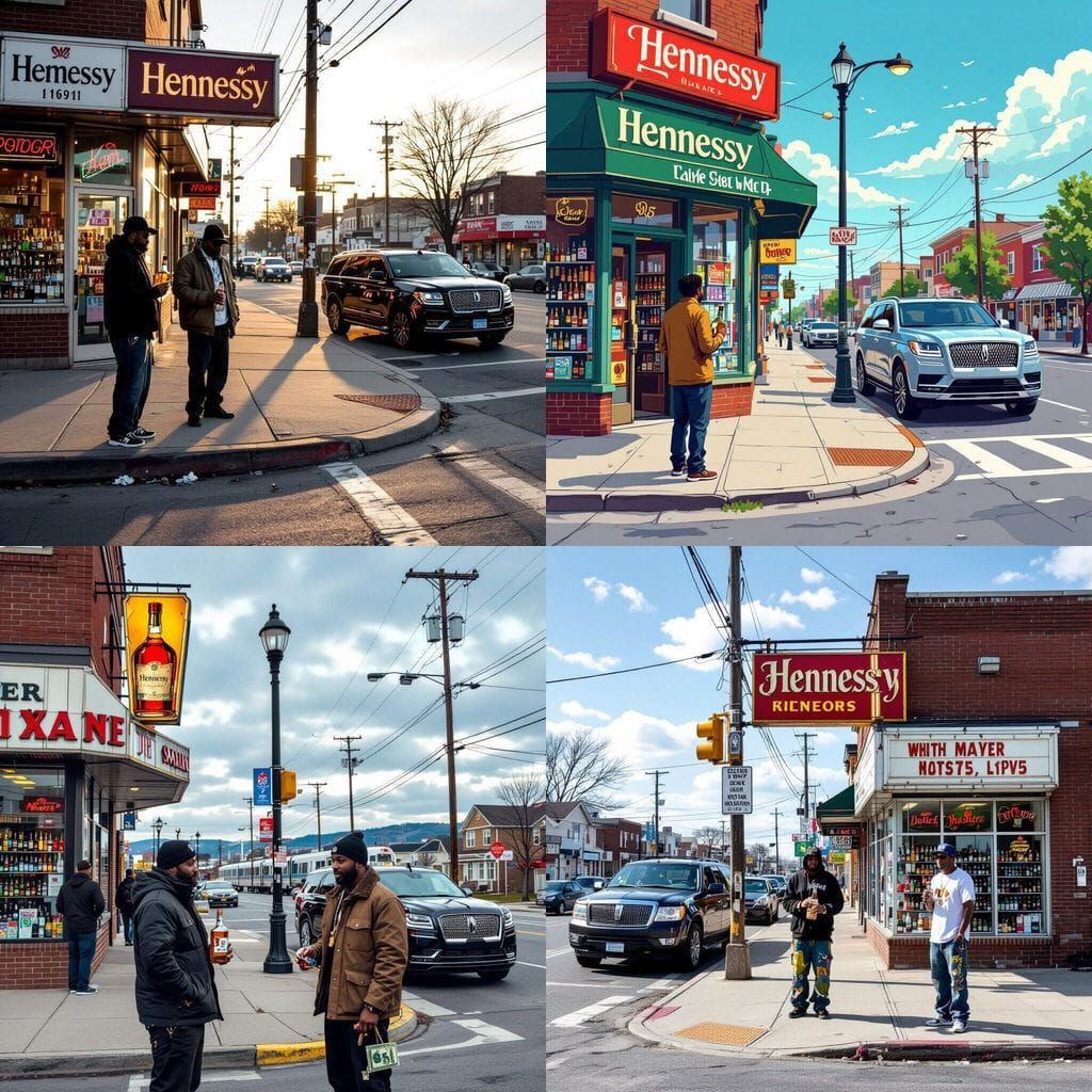 Far Rockaway Street Scene with Train Station and Liquor Stor...