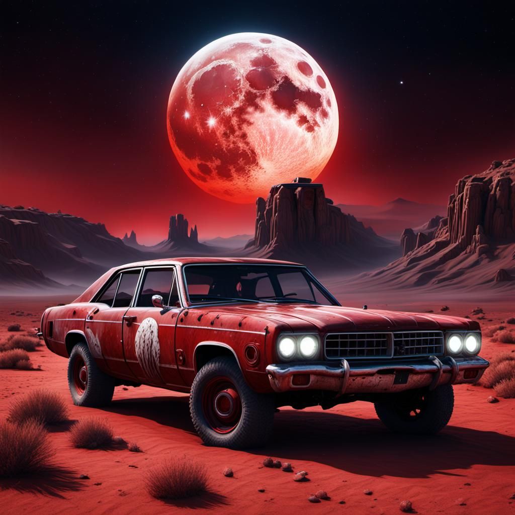 Ghost Car in Nevada Desert Matte Painting