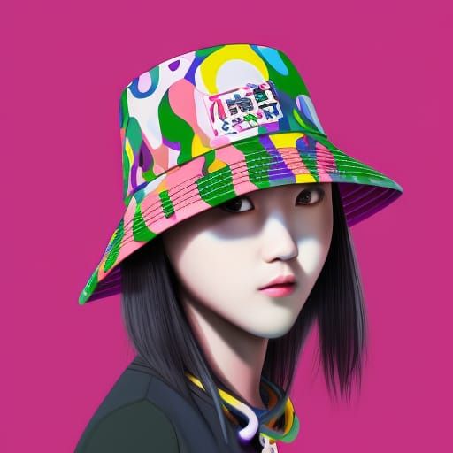 Streetwear Bucket Hat in 3D Digital Art Style