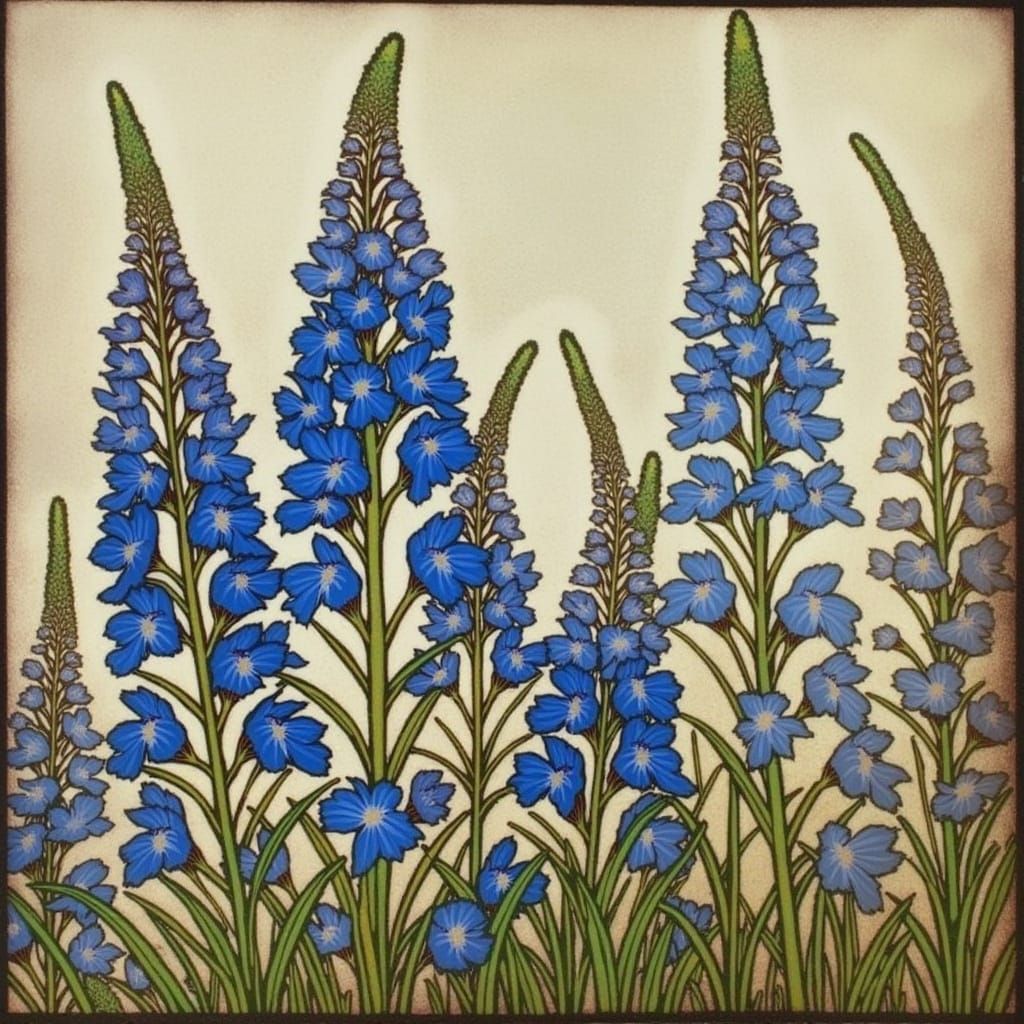 Delphinium and Monkshood Botanical Print