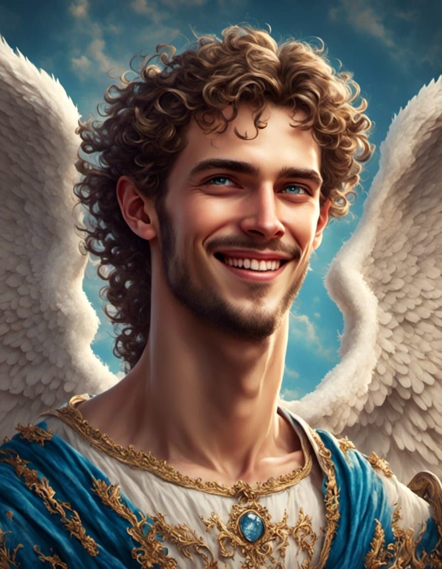 Angel Male Portrait with Piercing Eyes