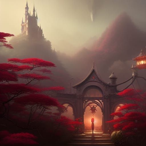 Epic Ghibli Scene in Detailed Digital Matte Painting