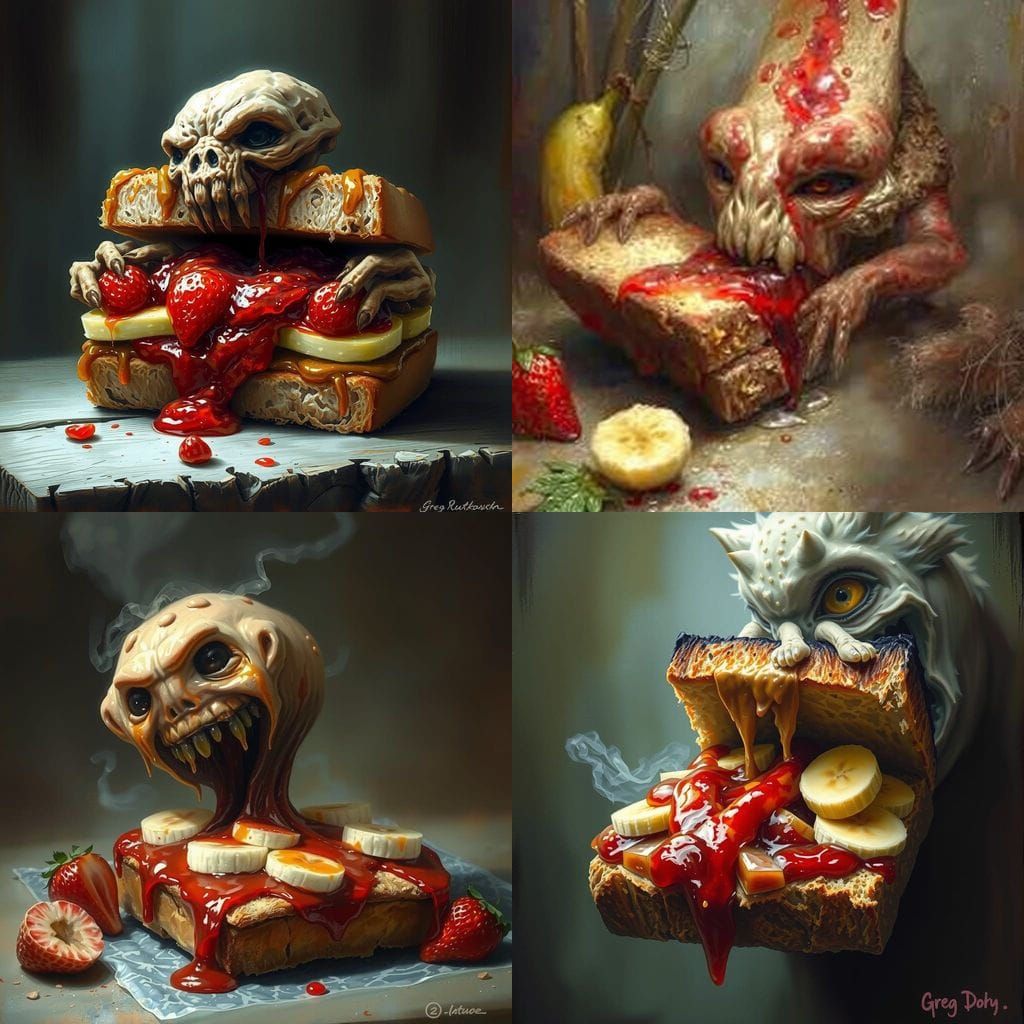 A Cyberpunk-Style Monster Sandwich in Horror Context