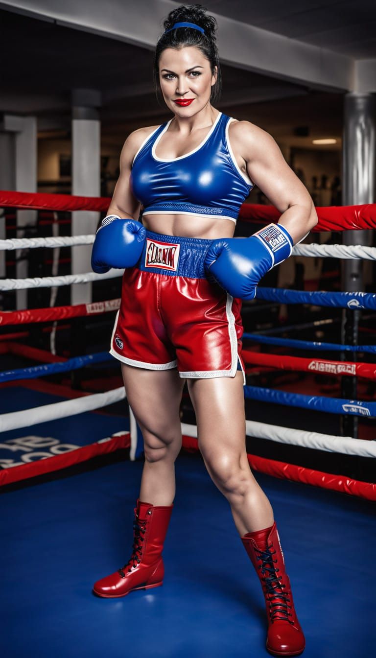Confident Athlete in Boxing Ring, Detailed Portrait