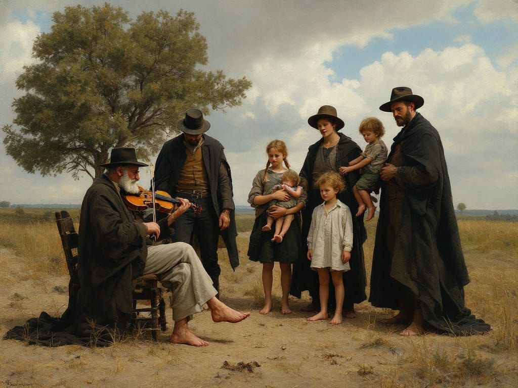 Figures in a Sunlit Countryside Clearing