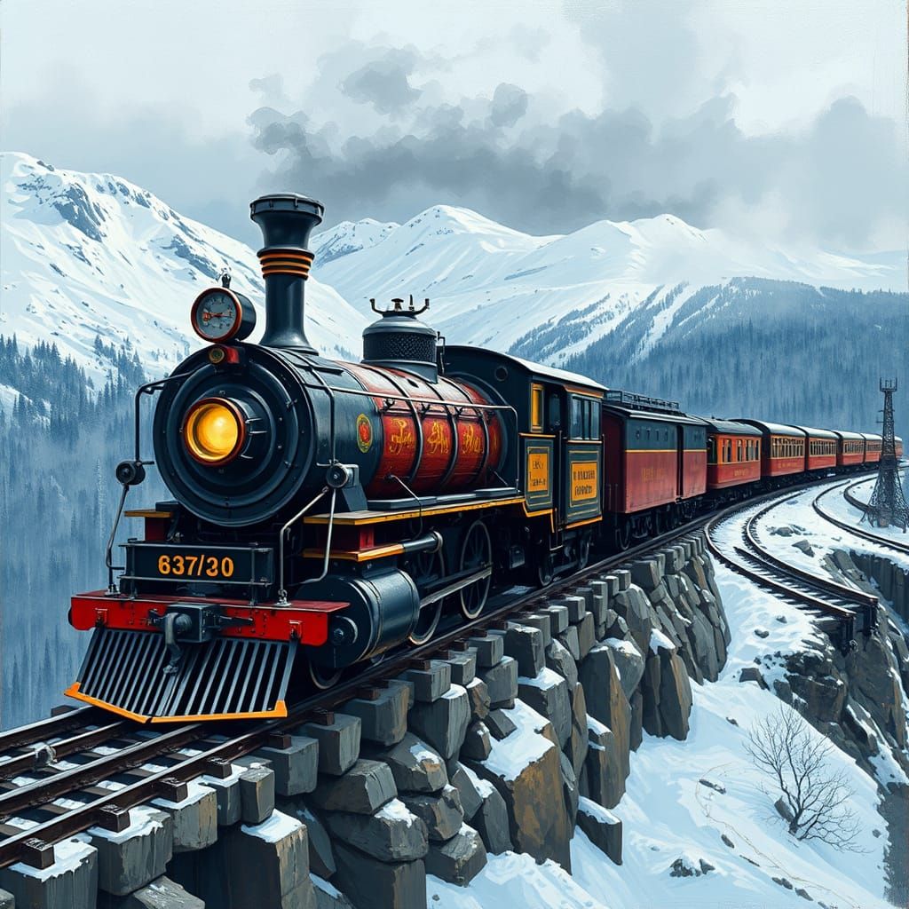 Vintage Locomotive on Snowy Mountain Railway