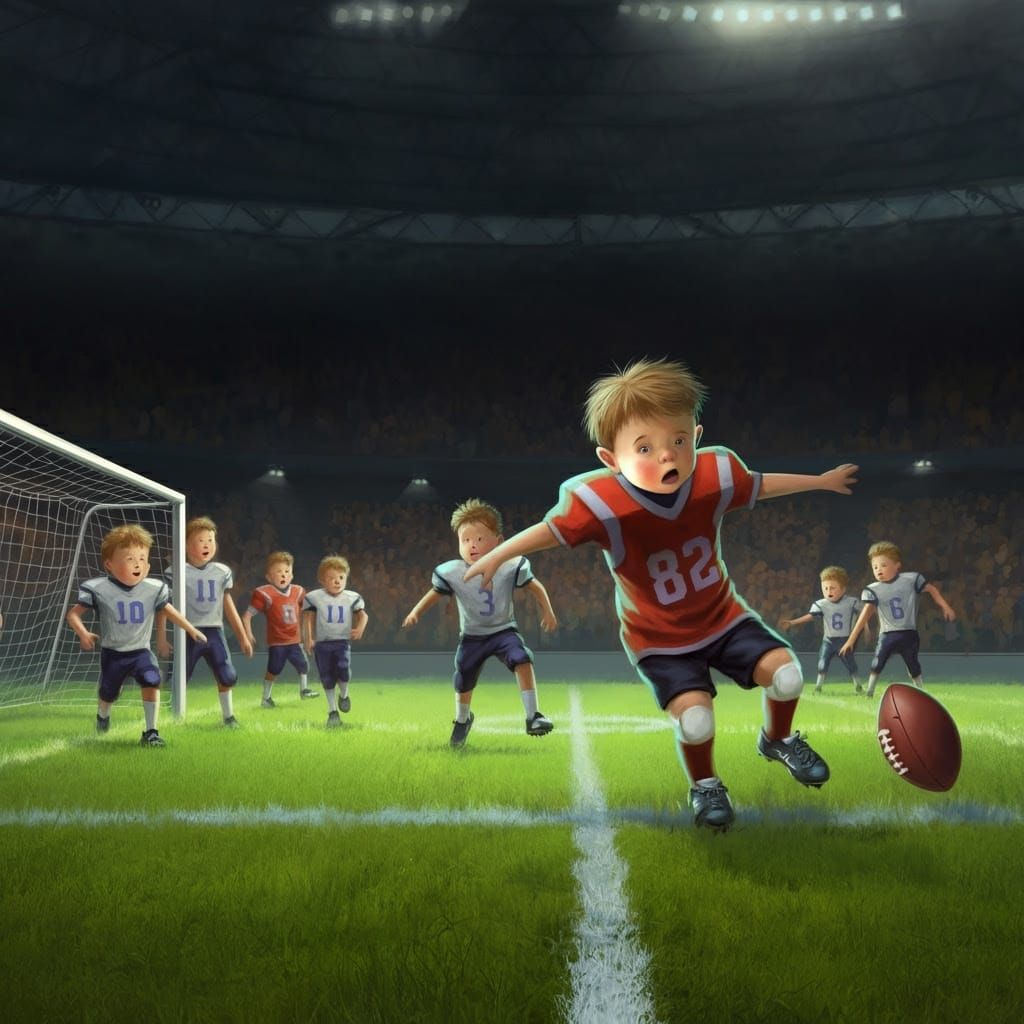 Boys Score Winning Goal in Digital Art Style