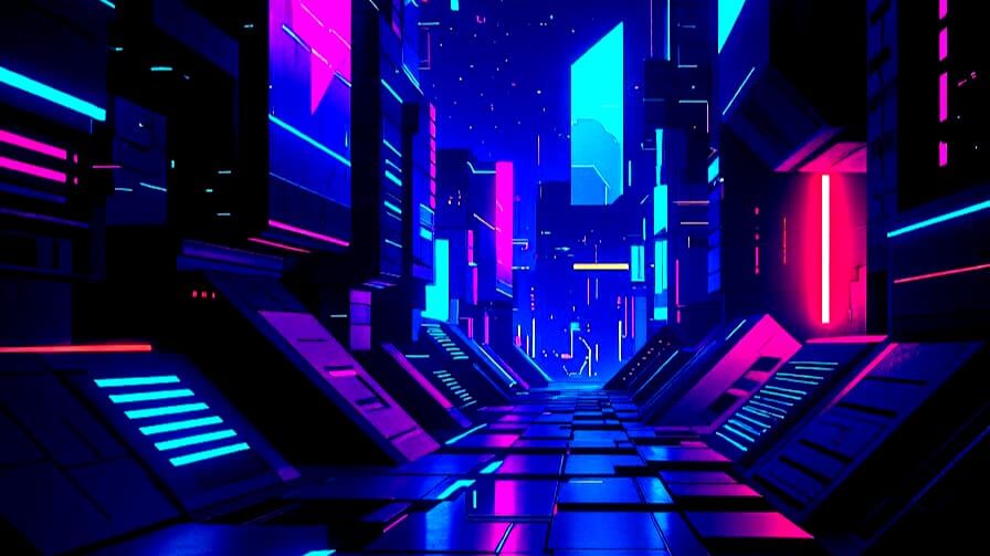 Futuristic Abstract Wallpaper in Neon Colors
