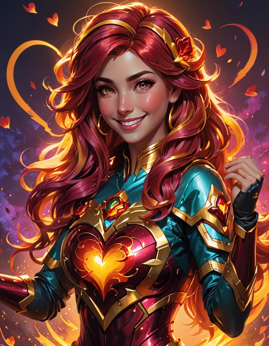 Sunset Shimmer Portrait with Heart Gesture