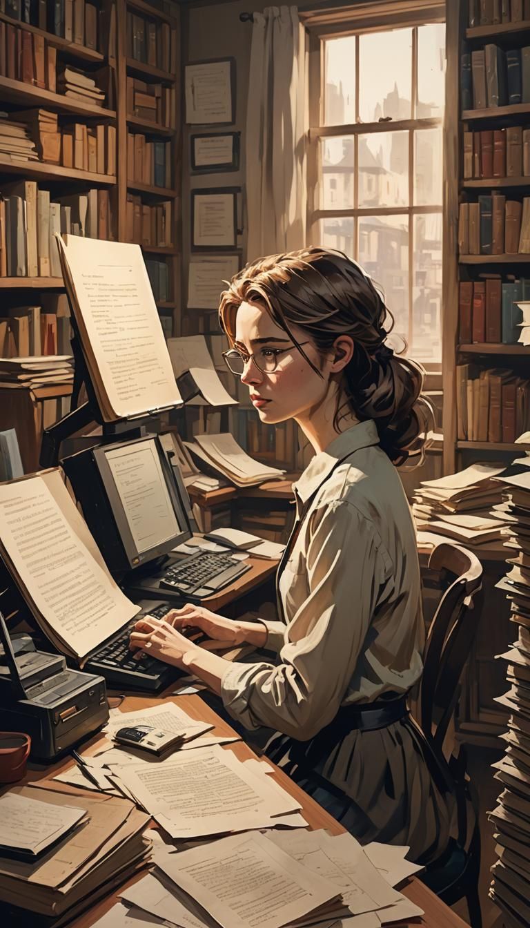 Writer Frustrated by Computer Error as Impressionist Paintin...