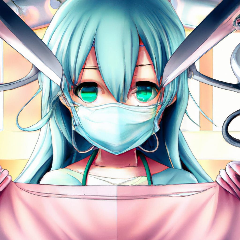 Anime Girl Surgeon in Operating Room, Detailed Illustration