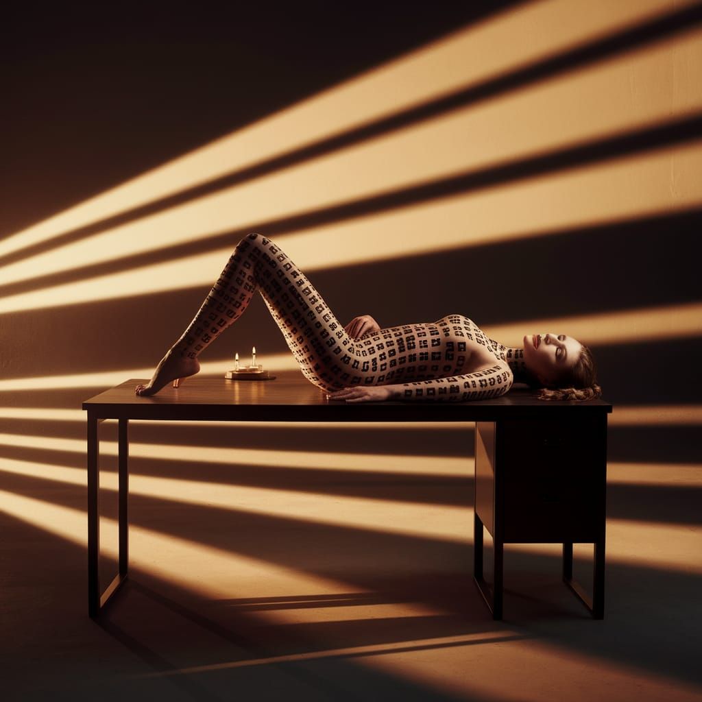 Surreal Portrait of Woman Transformed by QR Code Art in Cand...