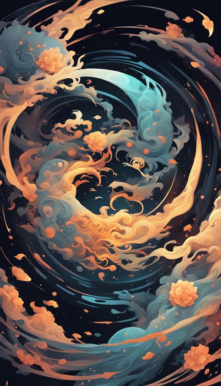 Surreal Anime Depiction of Wuji's Swirling Energies