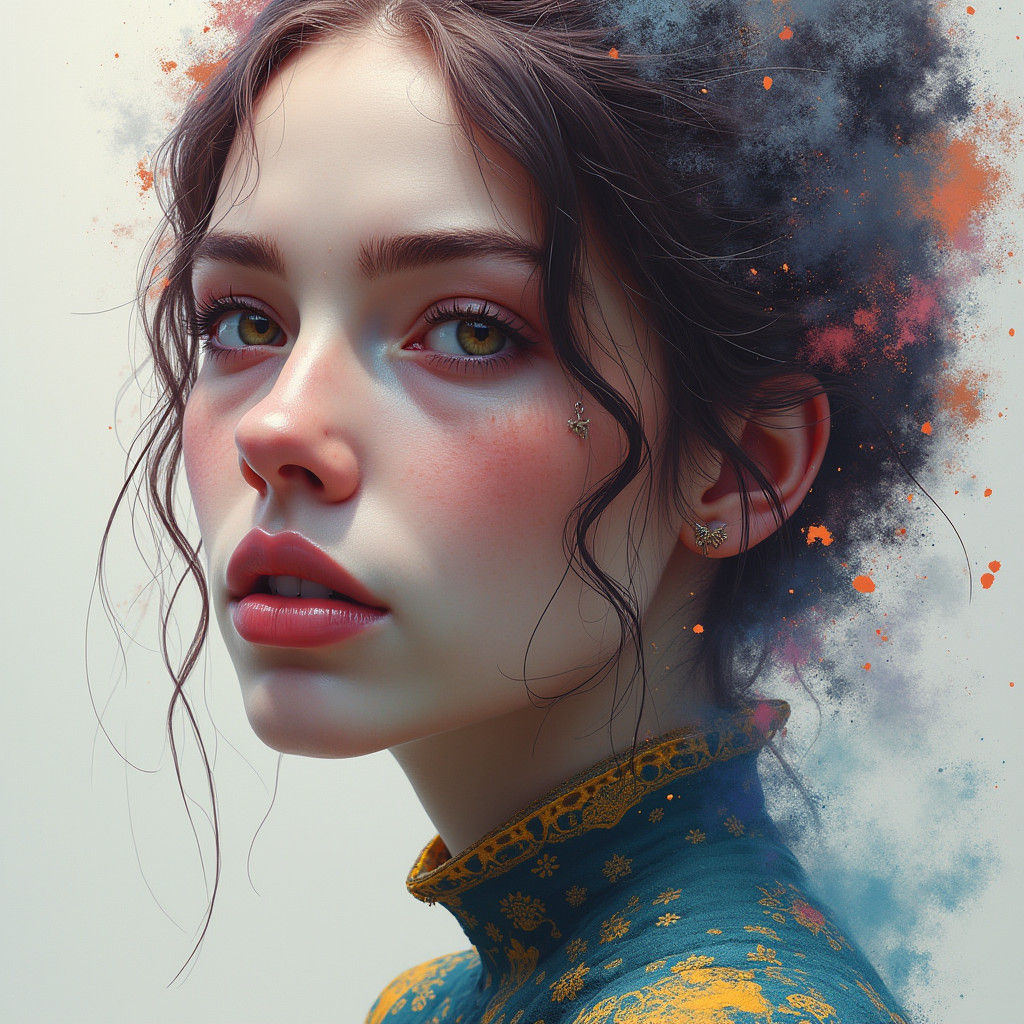 Detailed Pencil Drawing of a Woman