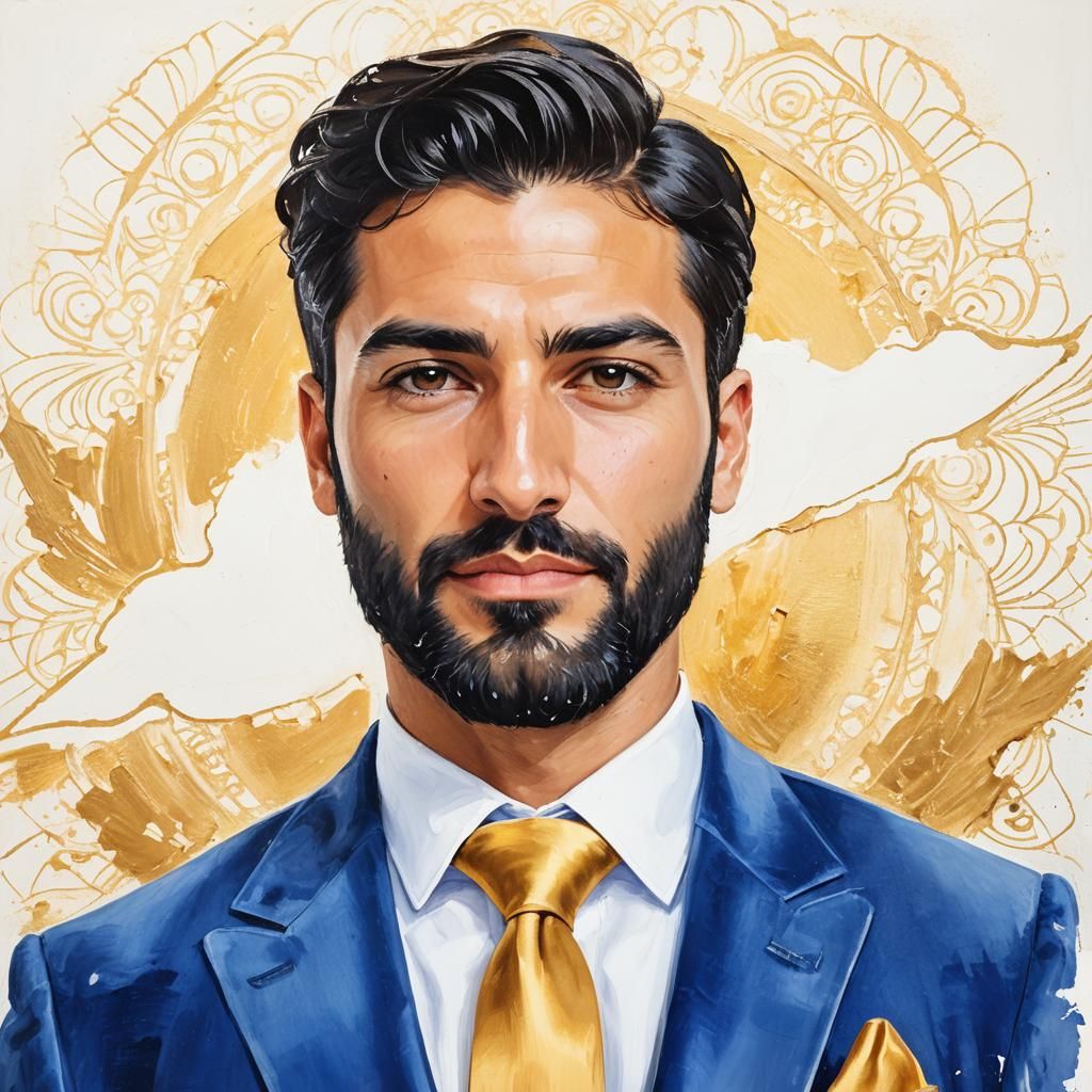 Handsome Man in Velvet Suit: Impressionist Oil Painting