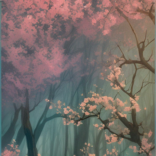 Surreal Cherry Blossom Wonderland in Fantasy Style