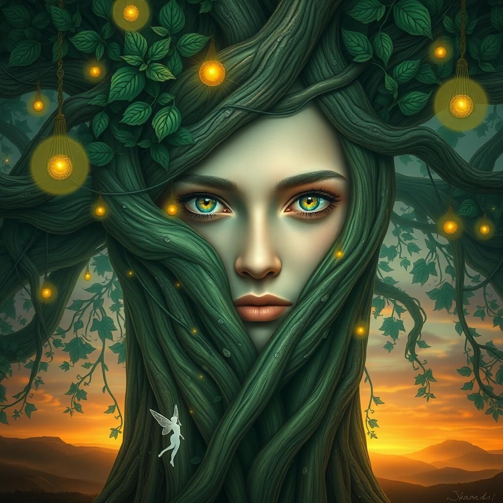 Androgynous Forest Spirit in Digital Art Style