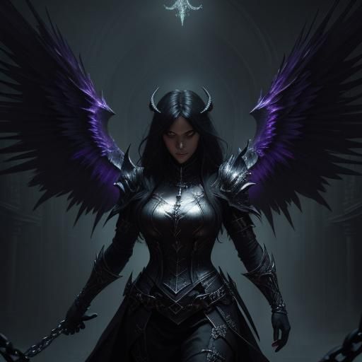 Demonic Angel Warrior in Gothic Dungeon: Dark Fantasy Art