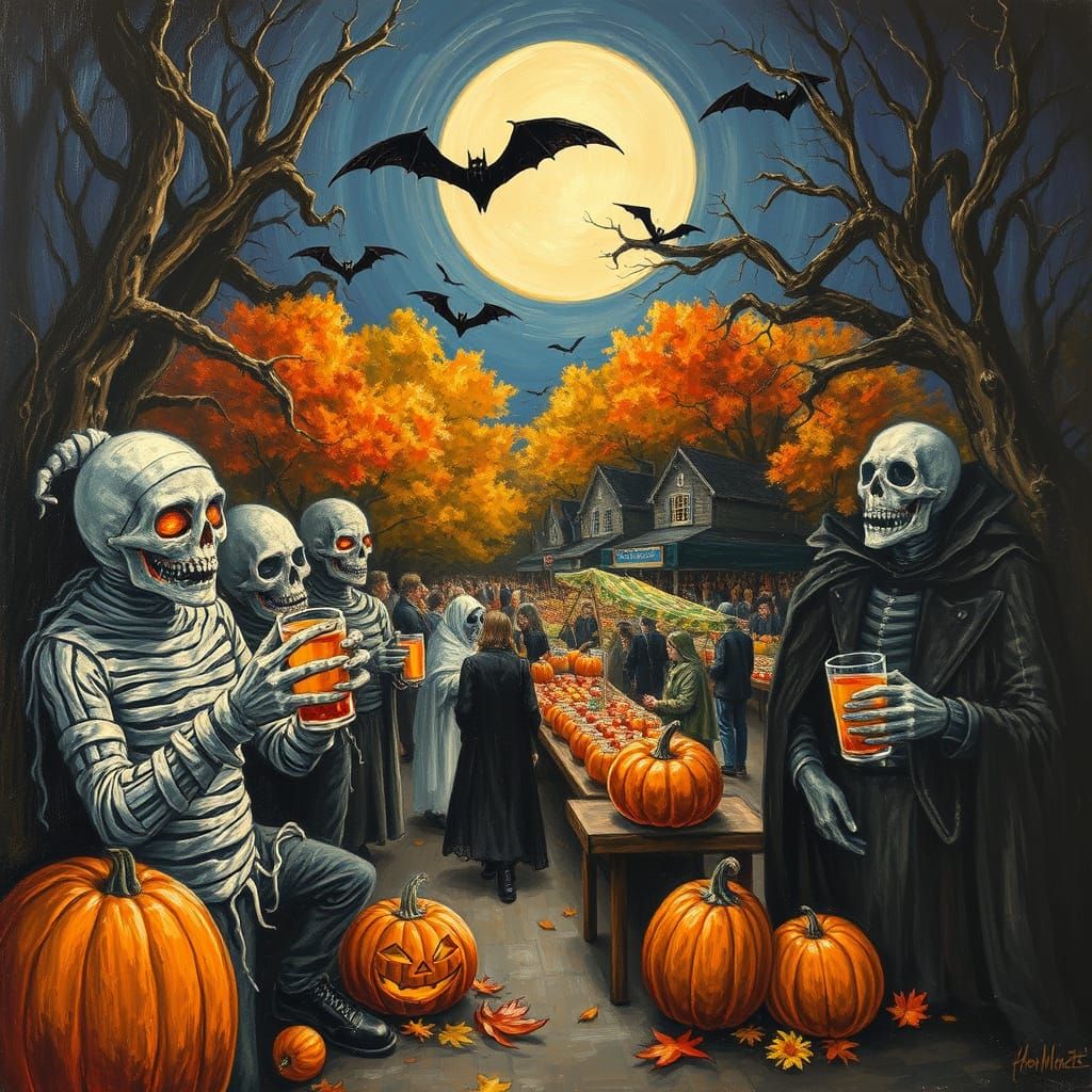 Monsters Enjoy Harvest Festival Under Full Moon