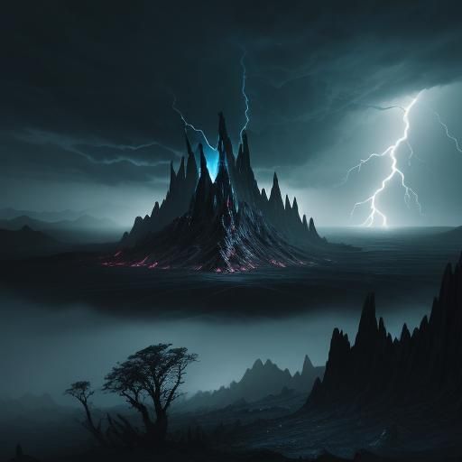 Alien Planet Lightning Storm in Dark Cinematic Style