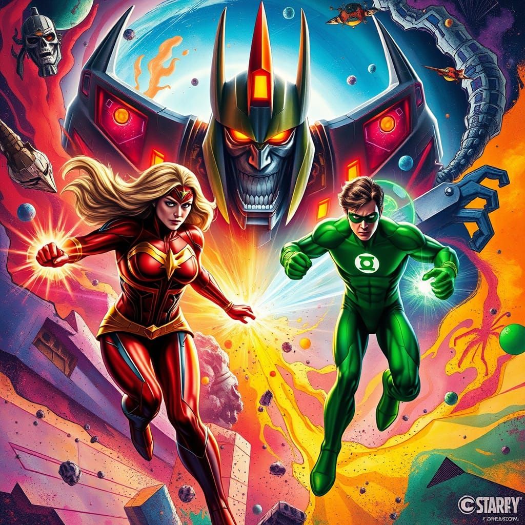 Epic Battle of Captain Marvel and Green Lantern vs Unicron i...