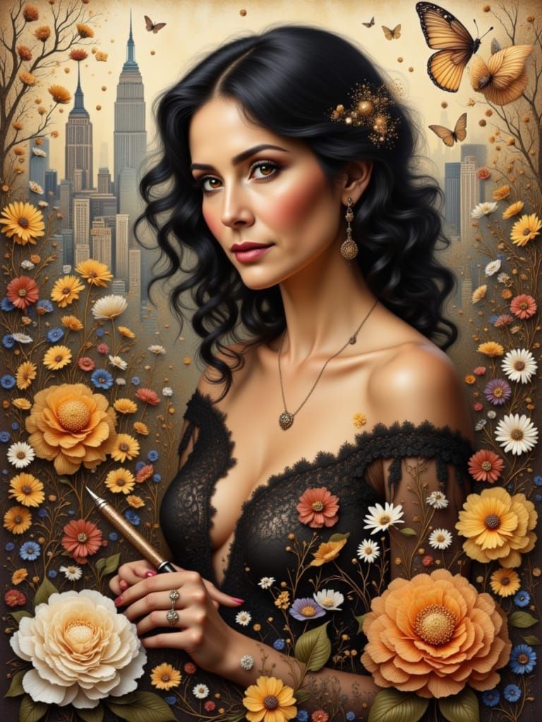 Romantic Double Exposure Portrait of Jewish Author