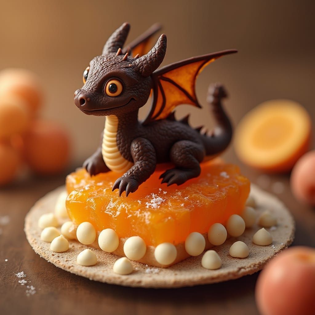 Chocolate Dragon on Sacher Torte, Candy Art