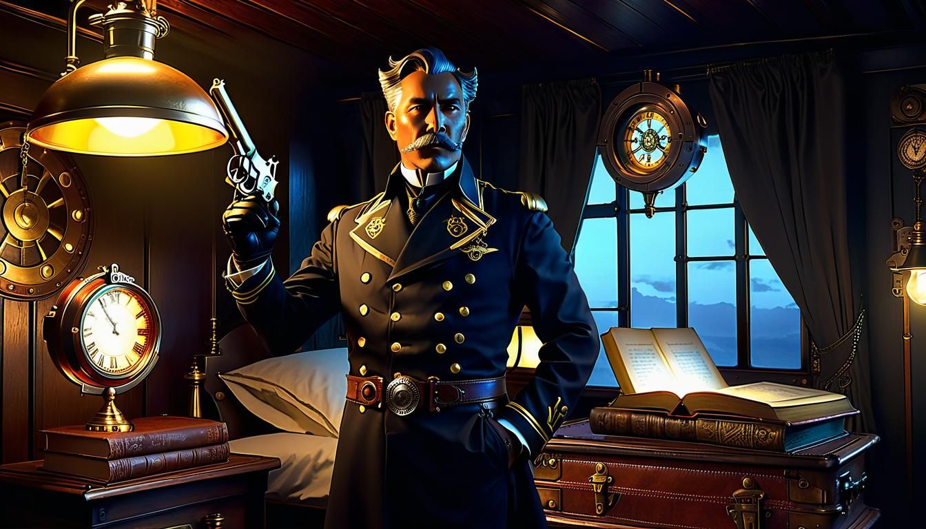 Steampunk Captain in Chiaroscuro Sunlight